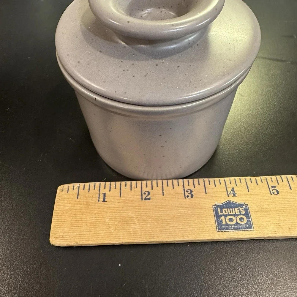 Kook Butter Keeper, French Ceramic Crock with Lid Speckled Gray for Soft Butter